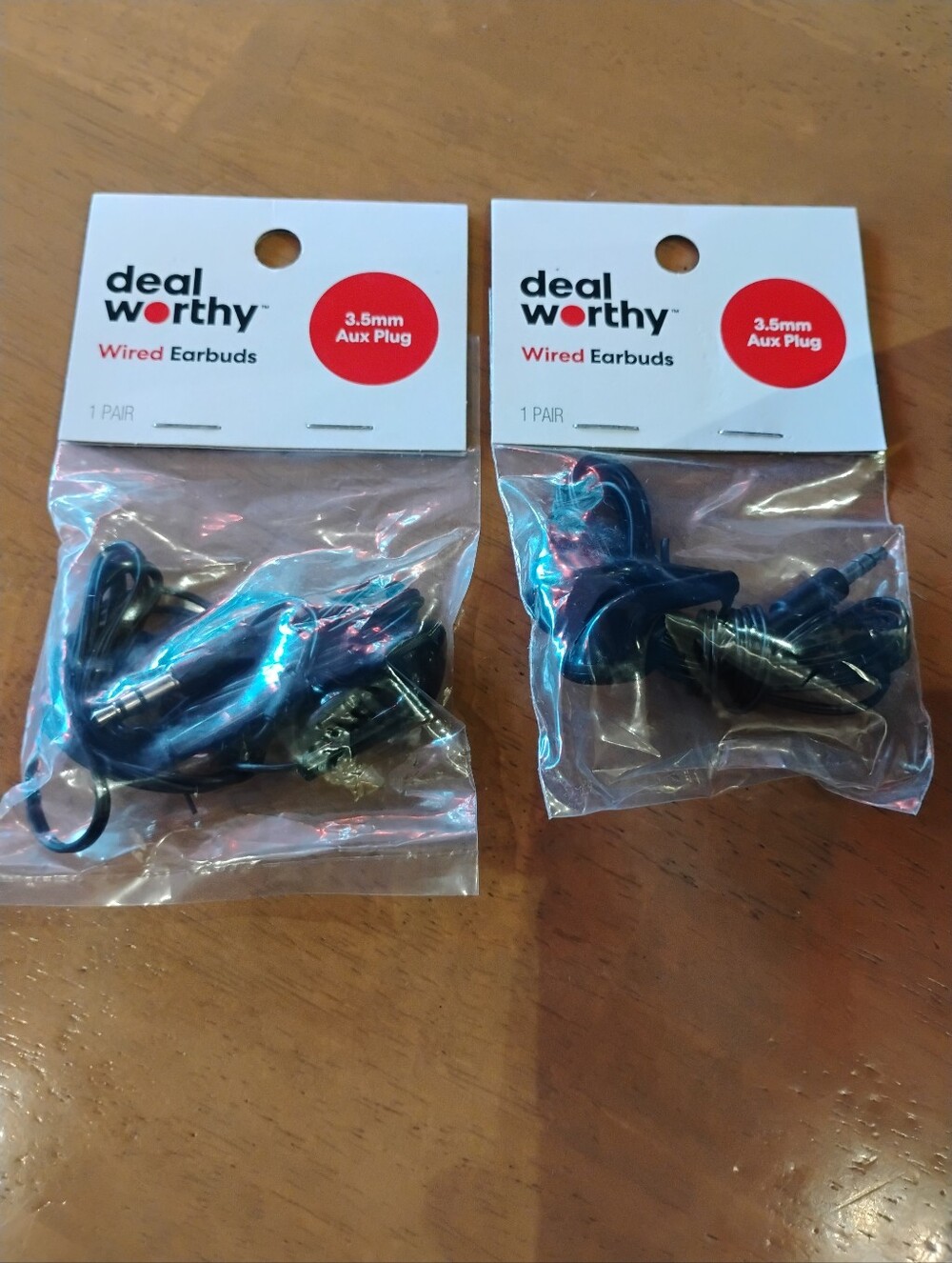 2 Pairs Of Black Deal WorthyWired Earbuds 3.5mm Aux Plug